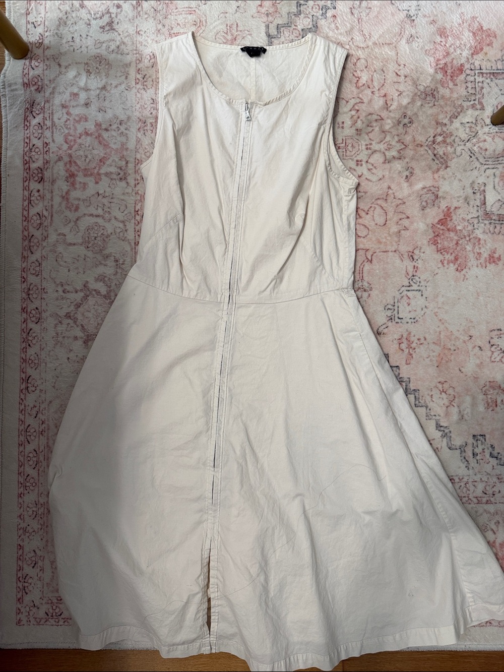 Theory linen Sleeveless White Zip-Front A-Line Dress